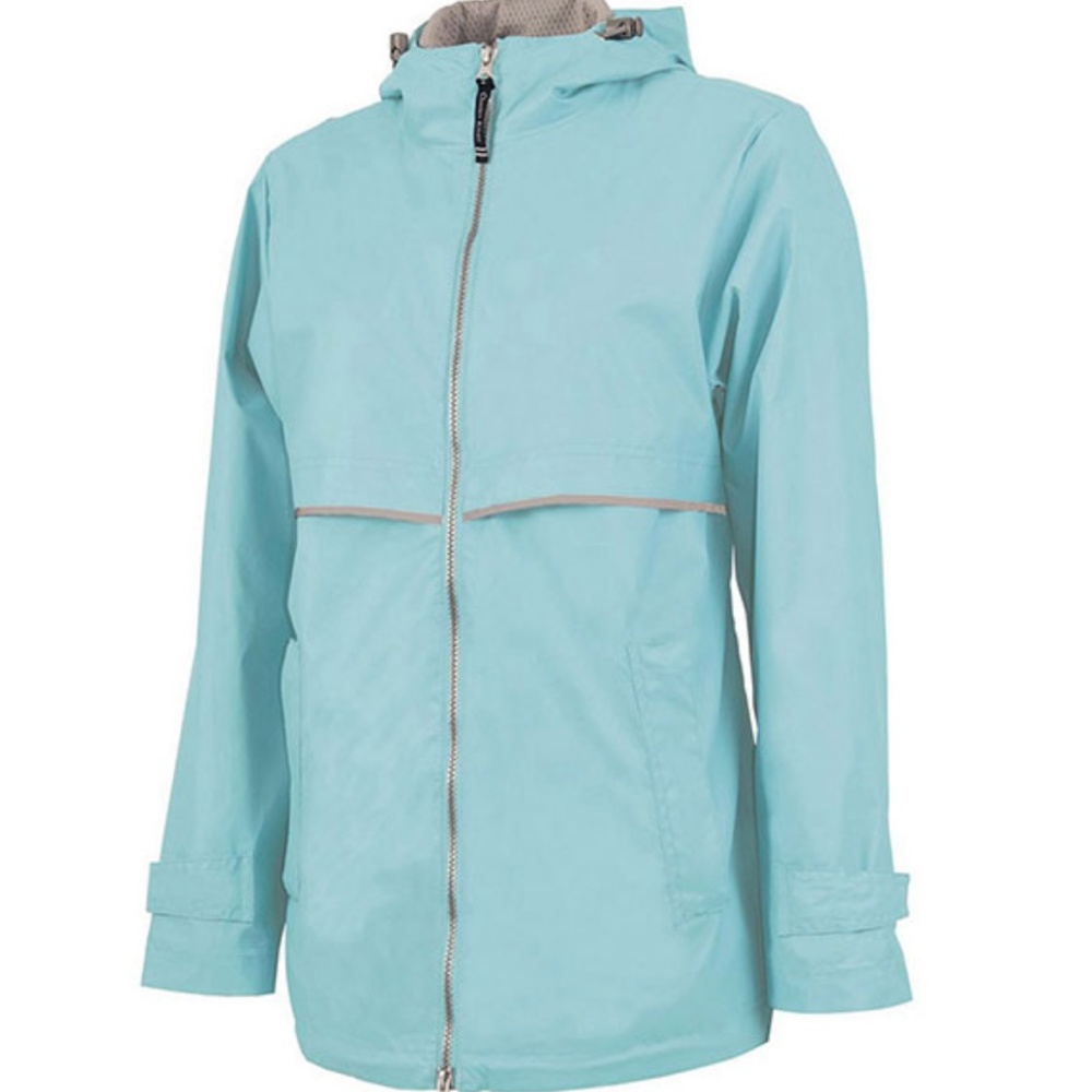 Blue Rain Jacket with Silver Palmetto Tree!